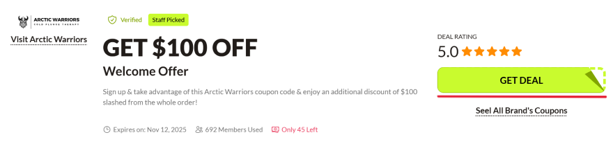 Arctic Warriors Black Friday discount code: coupon.