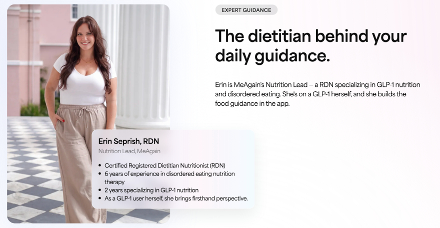 Best GLP-1 tracker apps: MeAgain's dietitian guidance.