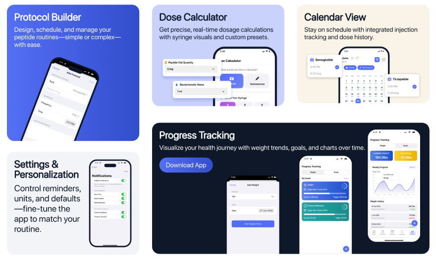 Best peptide tracker app: the. key features of PepTracker.