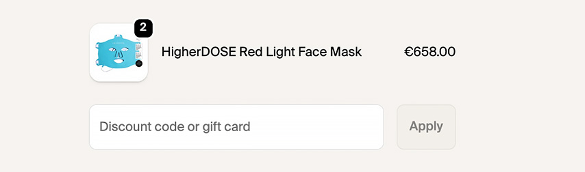 Higher Dose discount code: apply the coupon code.