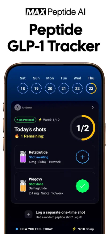 MAX Peptide AI review: building a GLP-1 protocol with this app is super simple.