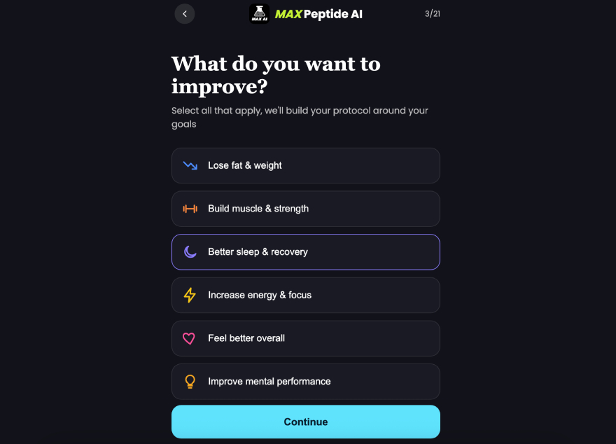 MAX Peptide AI review: quiz.