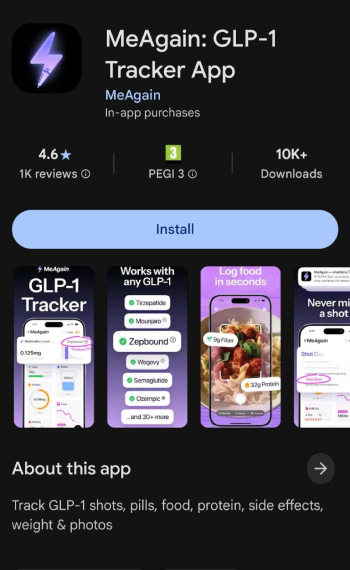 MeAgain app review: app installation.