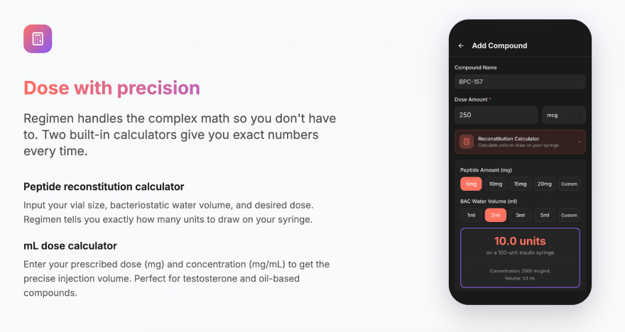 MeAgain app review: Regimen dose logging.
