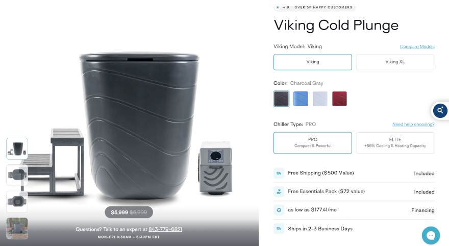 Nordic Wave Viking cold plunge review: the product page of the Viking plunge.