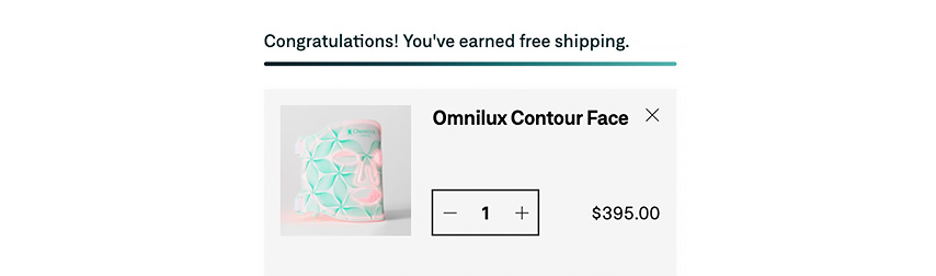 Omnilux discount code: product additions to your shopping cart.