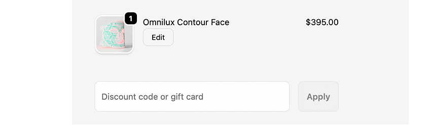 Omnilux discount code: applying the coupon code.