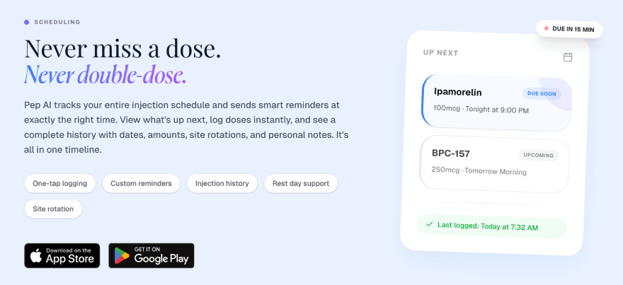Pep AI review: protocol scheduling.