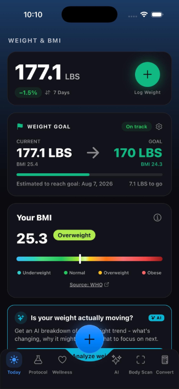 Pep AI review: MAX Peptide AI homescreen.