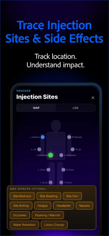 Peptides AI review: injection site tracking.