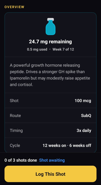 Peptides AI review: peptide logging example.