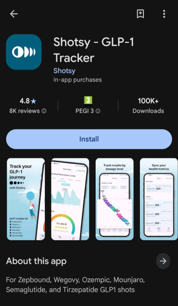 Shotsy app review: download Shotsy from Google Play.