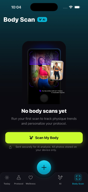 Shotsy app review: MAX Peptide AI body scan.