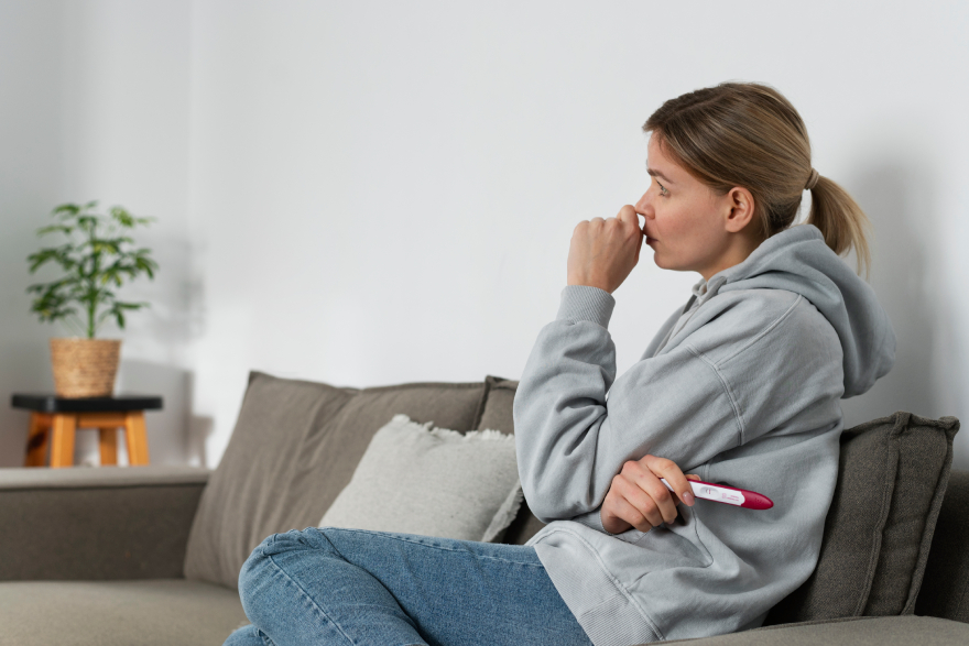 Side effects of Mounjaro: a woman feeling sick.