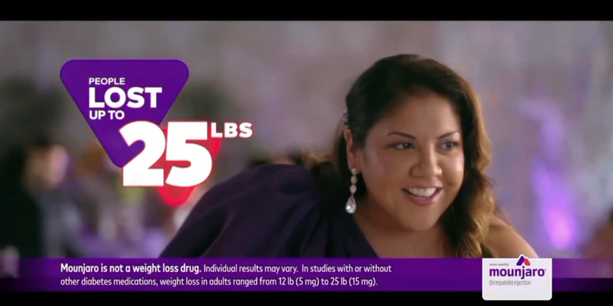 Zepbound vs Mounjaro: a Mounjaro ad on TV.